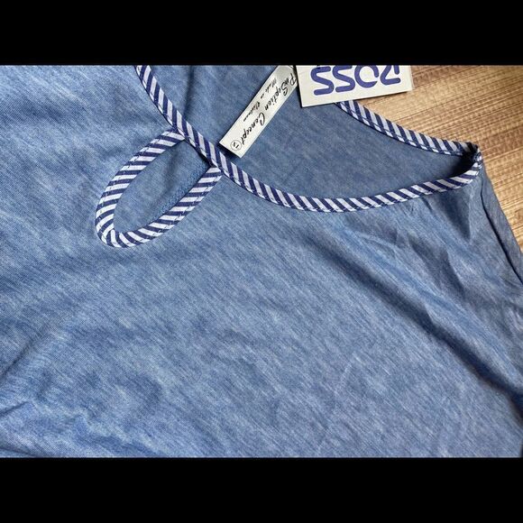 PerSeption Concept NWT Blue Stripe Stretch blouse with Buckles Blouse sz XL - Picture 5 of 6